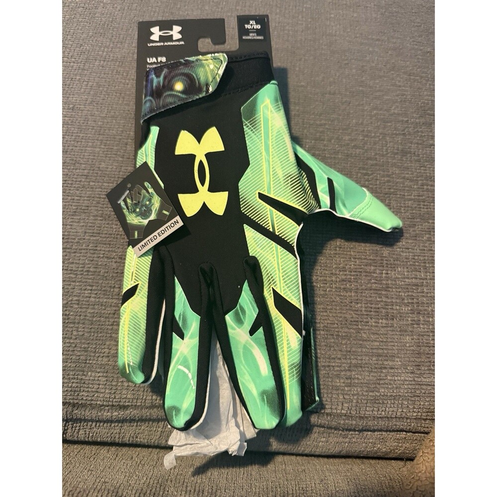 Under Armour UA F8 GlueGrip Football Gloves XL Limited Edition Green Black New
